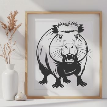A digital illustration of a South American rodent known as the capybara.