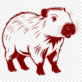A detailed illustration of a South American rodent known as the capybara.