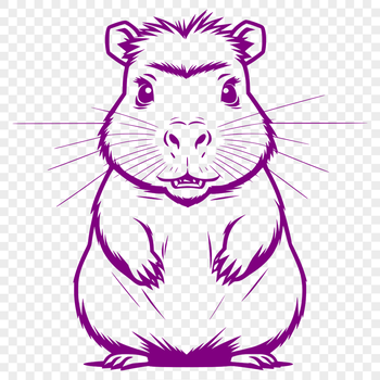 A high-quality digital illustration of a capybara in simple lines.
