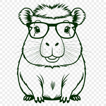 A digital illustration of a capybara, a large rodent native to South America, rendered in vector format.