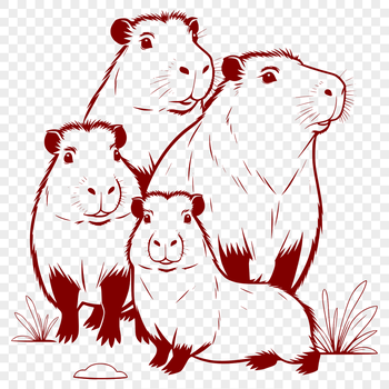 A detailed illustration of a large South American rodent with webbed feet.