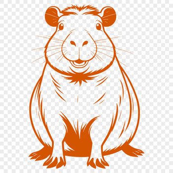 A digital illustration of a capybara in a simple outline style, suitable for cut-out or laser cutting.