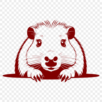 Vector illustration of a capybara peeking out from behind a rock.