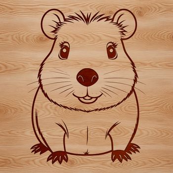 An isolated graphic representation of a capybara in a simplified design style suitable for digital use.