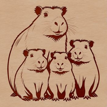 An illustration of a large rodent with webbed feet and brown fur, native to South America.