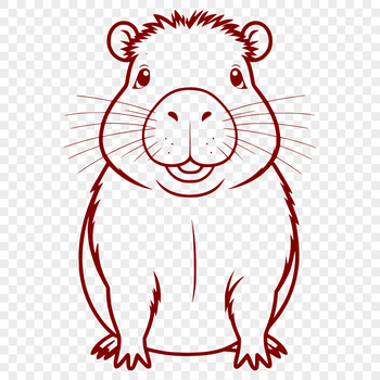 A detailed illustration of a South American rodent species, the capybara.