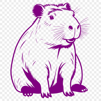 A digital illustration of a capybara, a large rodent native to South America, available in vector format.