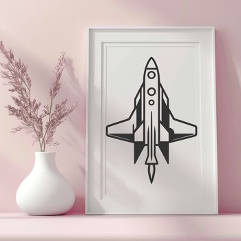 A detailed vector illustration of a spaceship in space, designed with precision and clarity.