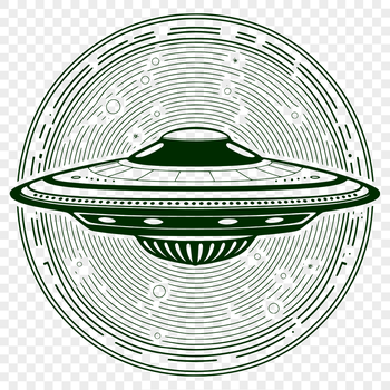 A futuristic spaceship with sleek design and metallic surfaces, suitable for vector art projects.