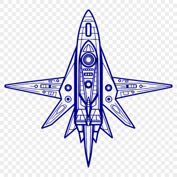 A detailed vector illustration of a spaceship soaring through space.