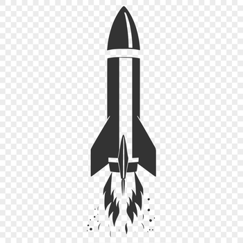 A futuristic spacecraft in outer space, designed as a vector graphic.