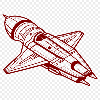 An illustration of a futuristic spaceship in outer space.