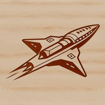 A digital vector graphic representation of a spaceship designed for various design applications.