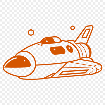 A stylized illustration of a spaceship in space, suitable for digital and print use.