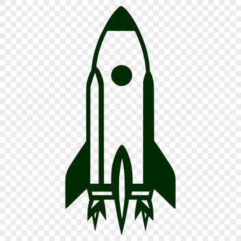 An illustration of a rocket ship with detailed lines and curves.