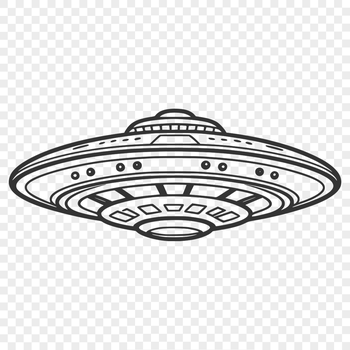 Illustrative digital vector art of a spaceship in space.