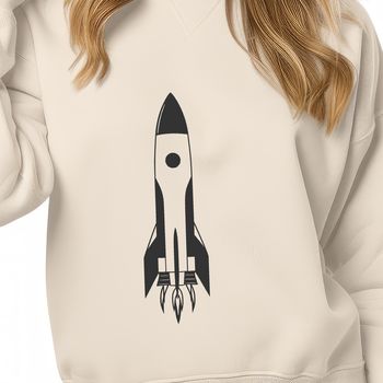 Vector illustration of a futuristic spaceship with detailed engine nozzles and control panels.