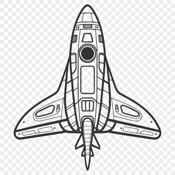 Illustrated spaceship concept in vector format, suitable for cutting machines or laser engraving.