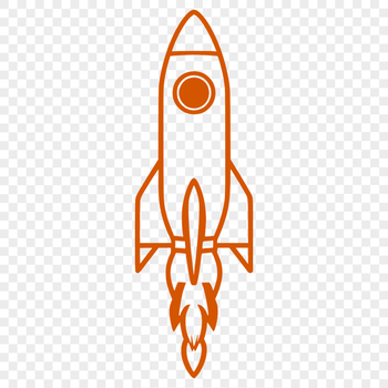 A futuristic spaceship soaring through the galaxy in a stylized vector design.