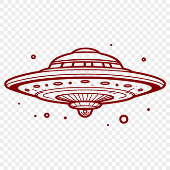 SVG graphic design featuring a sleek spacecraft with stars and galaxies background.