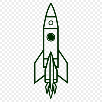 An illustration of a futuristic spaceship soaring through outer space.