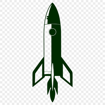Illustrated spaceship design with vector lines and shapes, suitable for cutting machines and laser cutters.