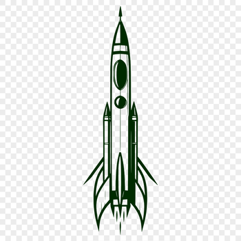 Space-themed clip art design featuring a sleek rocket ship.