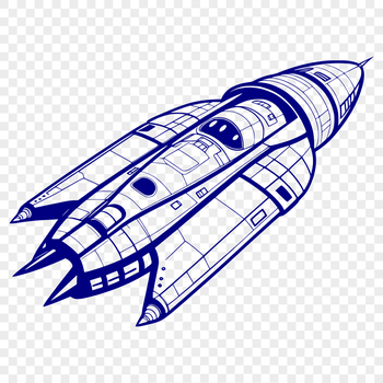 An illustrative vector design of a spaceship in space.