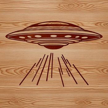 A futuristic spaceship in space, designed as a vector graphic.