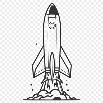 A 2D vector illustration of a spaceship, suitable for cutting out with a craft cutter or laser engraver.