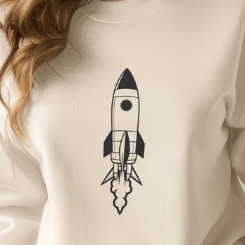 A futuristic spaceship design made from high-quality vector shapes suitable for laser cutting or Cricut projects.