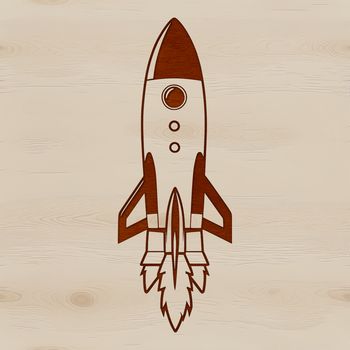 Illustrative vector design of a futuristic rocket ship in space.