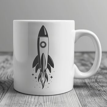 Illustrated spaceship vector graphic illustration for digital design projects.