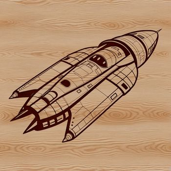 A futuristic spacecraft with sleek lines and details, designed as a vector graphic.