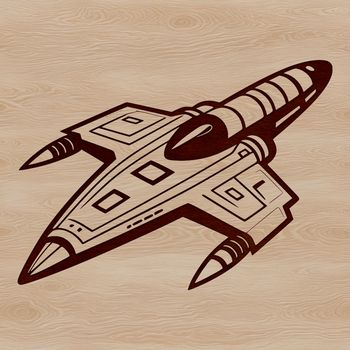 Vector illustration of a futuristic spaceship with metallic details