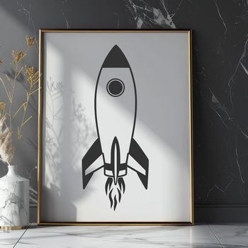 Illustrative 2D vector design of a futuristic spaceship for graphic use