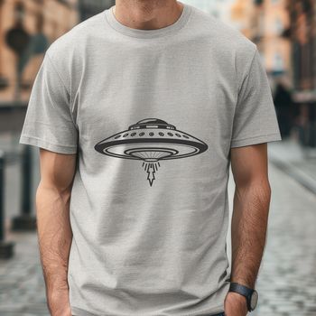 Vector design illustration of a spaceship in space, suitable for cutting machine or laser cutter projects.