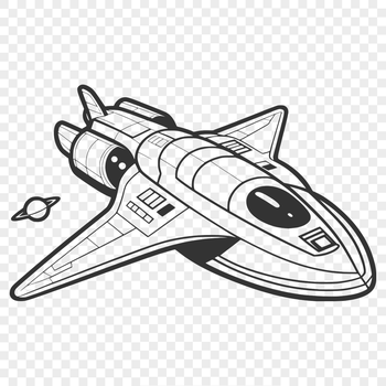 A vector illustration of an intergalactic spaceship in space.