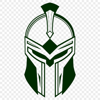 A detailed illustration of a Spartan warrior wearing a classic Greek helmet, suitable for vector art projects.
