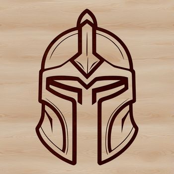 Ancient Greek warrior in full armor with distinctive helmet, suitable for vector designs and cutting machines.