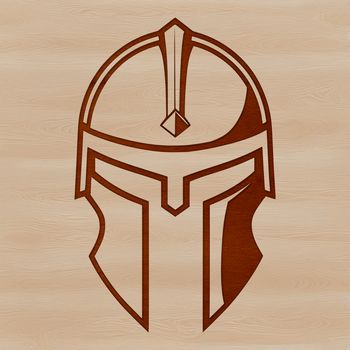 A detailed illustration of a traditional Greek warrior in armor, including a helmet, for vector graphic design.