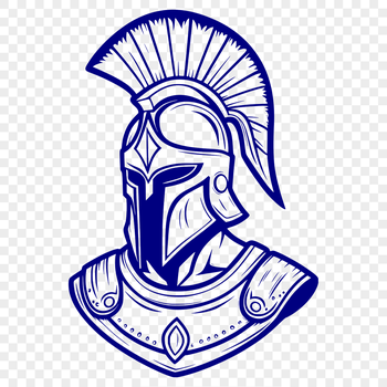 A 2D illustration of a Spartan warrior wearing a traditional Greek helmet.