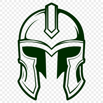 A medieval warrior wearing a helmet and armor, depicted in bold lines and simple shapes.