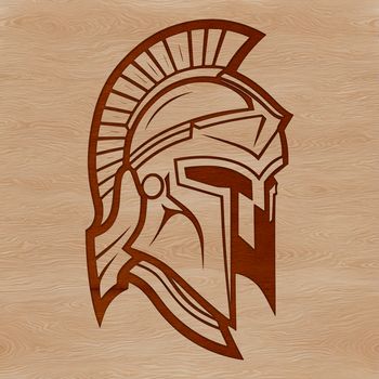 A vector illustration of a Spartan warrior wearing a helmet and armor.