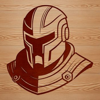 A detailed illustration of a warrior in ancient Greek armor.