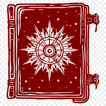 A vector illustration of a witch's spell book with mysterious symbols and candles.