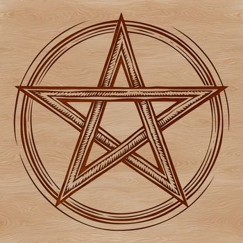 A symbolic illustration of witchcraft featuring a pentagram in a gothic style.