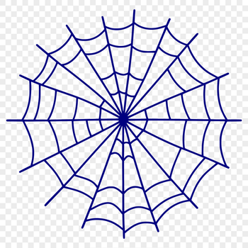 A detailed illustration of a spider web made from interconnected lines and shapes.