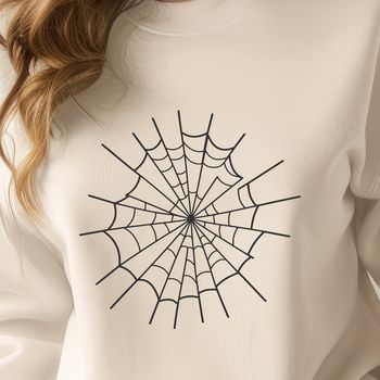 A detailed illustration of a spider web designed as vector art for graphic design and cutting machine projects.
