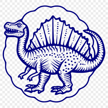 A detailed illustration of a Spinosaurus dinosaur in full body pose, suitable for graphic design projects.